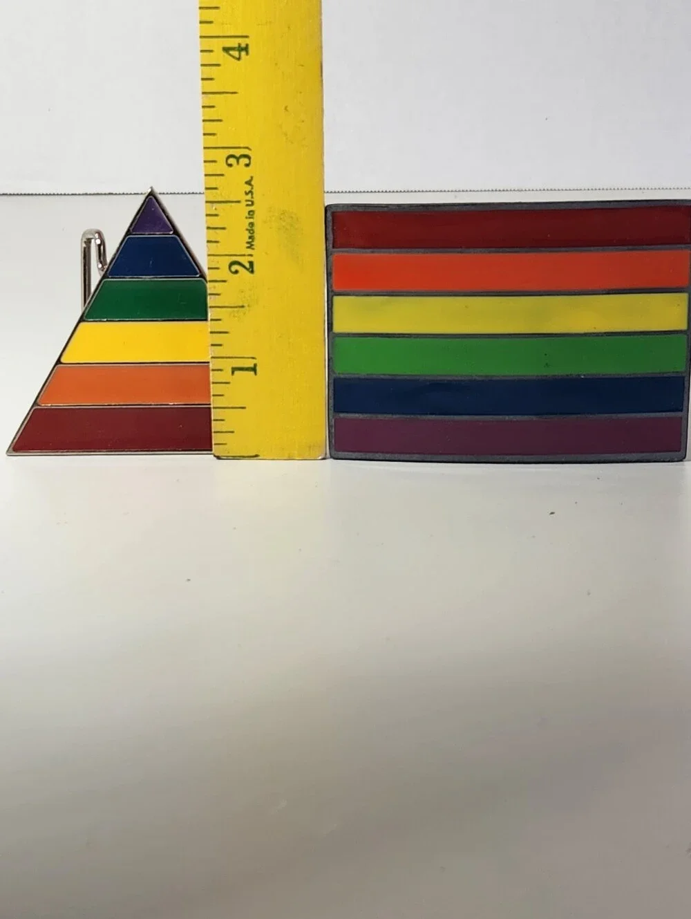 Great American Products Lot of 2 Rainbow Pride Striped Enamel Belt Buckles LGBTQ